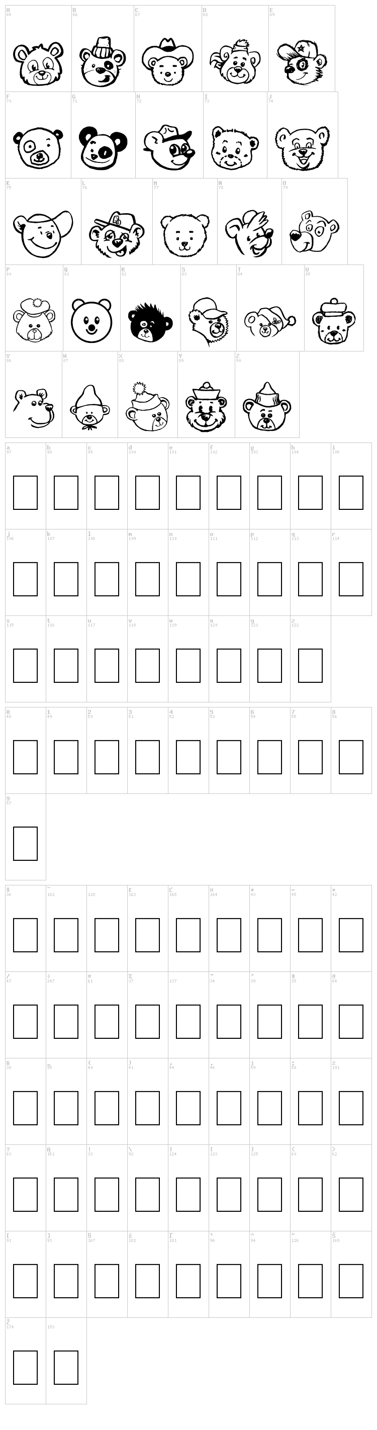 Tedz font map