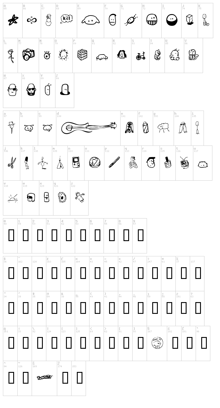 Tombats 6 font map