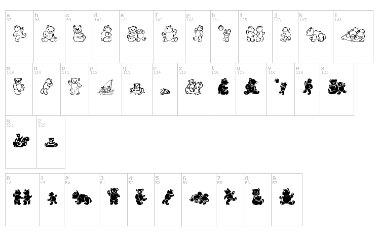 WW Beary Special font map