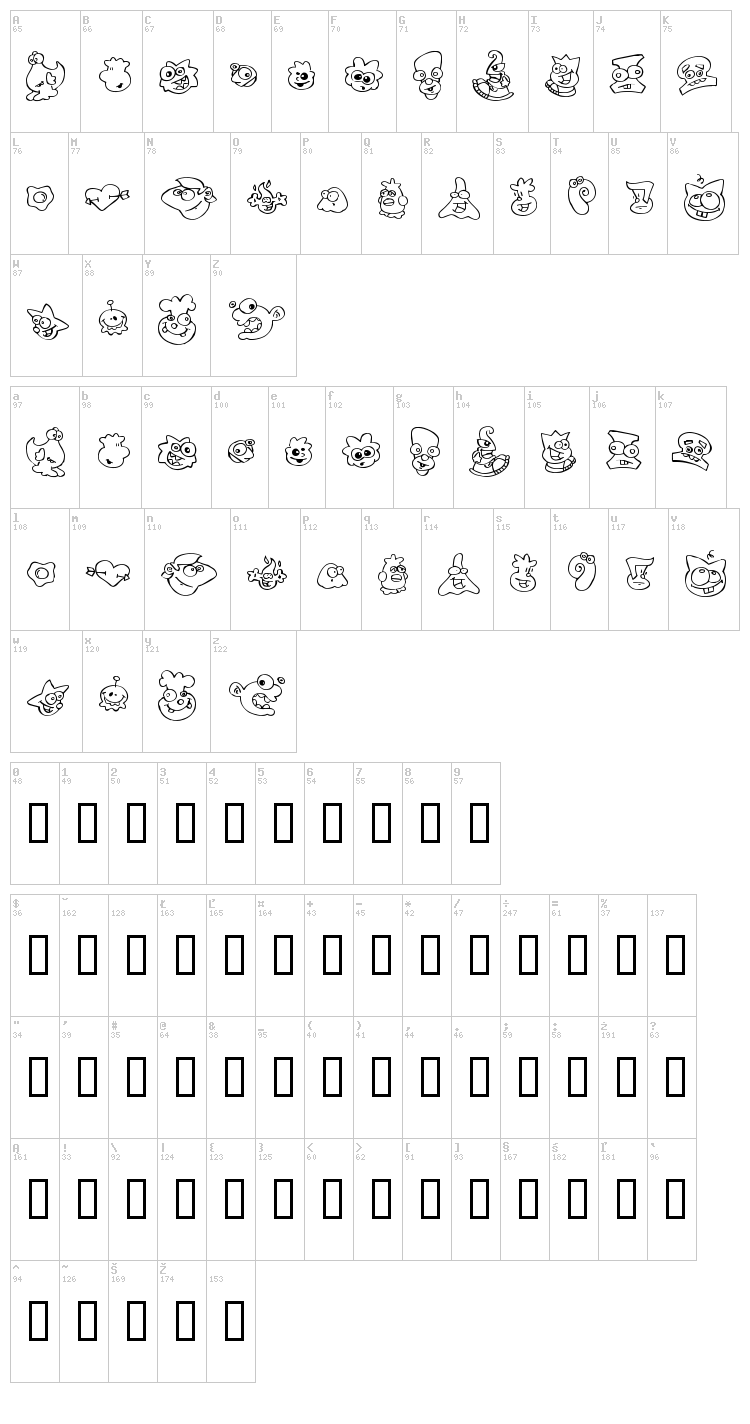 ZingDing font map