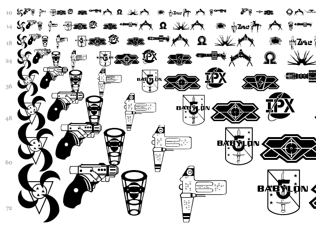 B5 Symbols font waterfall