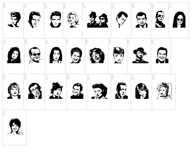 Famous Folks font map