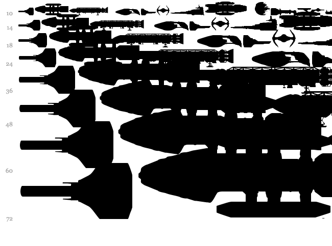 Famous Spaceships font waterfall
