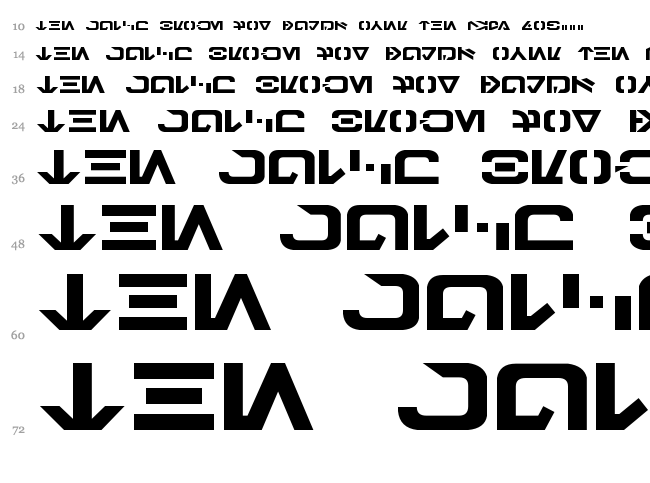 Galactic Basic font waterfall