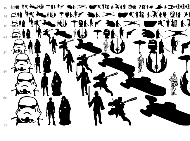 Galaxy Far Far Away font waterfall