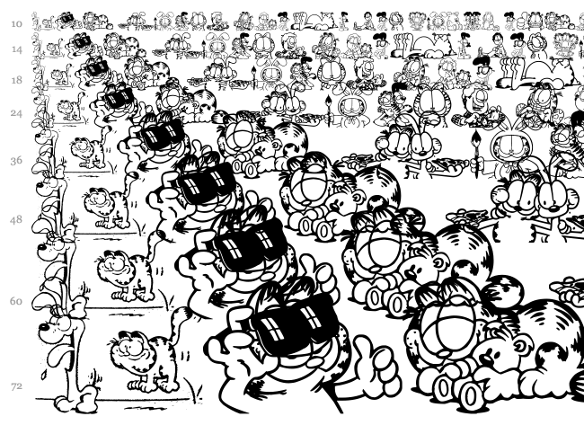 Garfield Hates Mondays Loves Fonts font waterfall