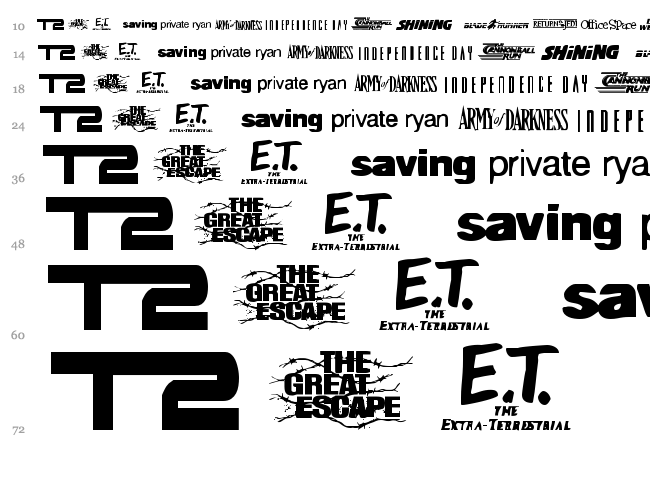 Movie Gallery font waterfall