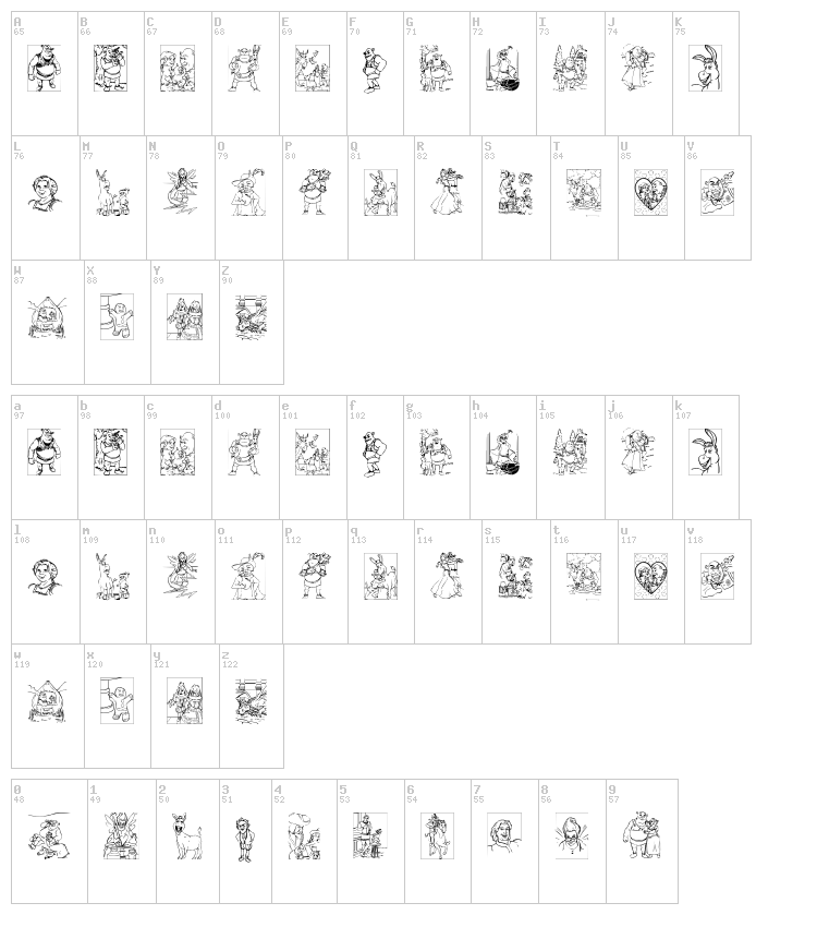 Shrek font map