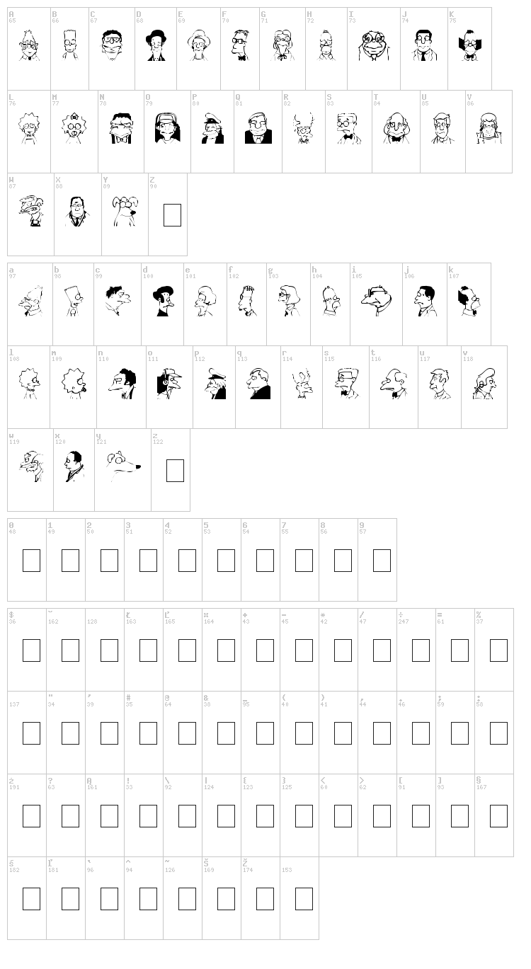 Springfield Mugshots font map
