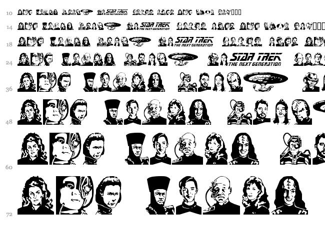 TNG Cast font waterfall