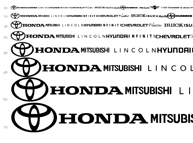 Auto Motive font waterfall