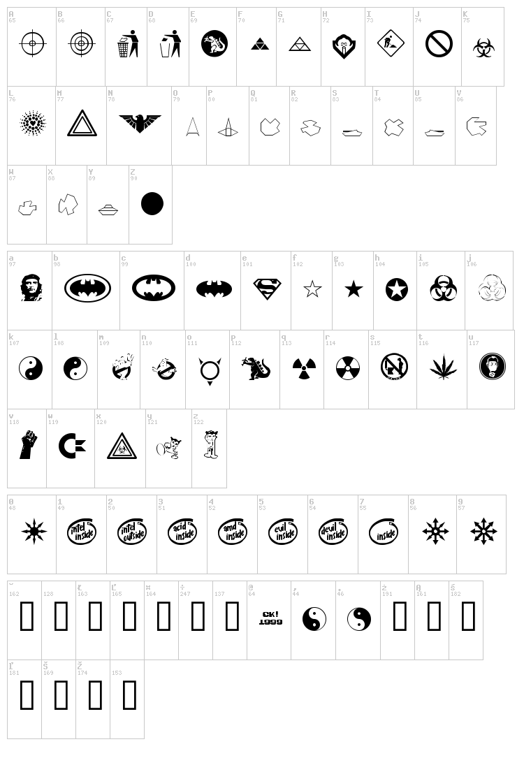 Devil Inside font map