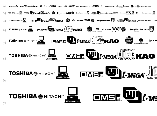 Electronics font waterfall