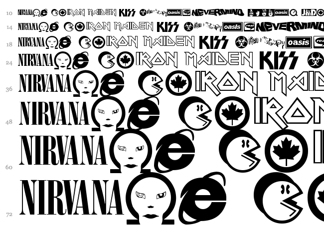 Famous Logos font waterfall