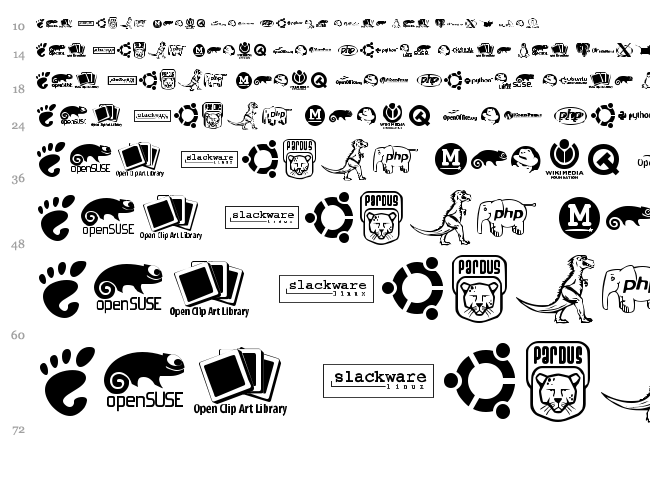 Open Logos font waterfall