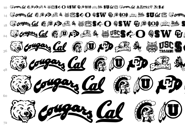 Pac-12 font waterfall