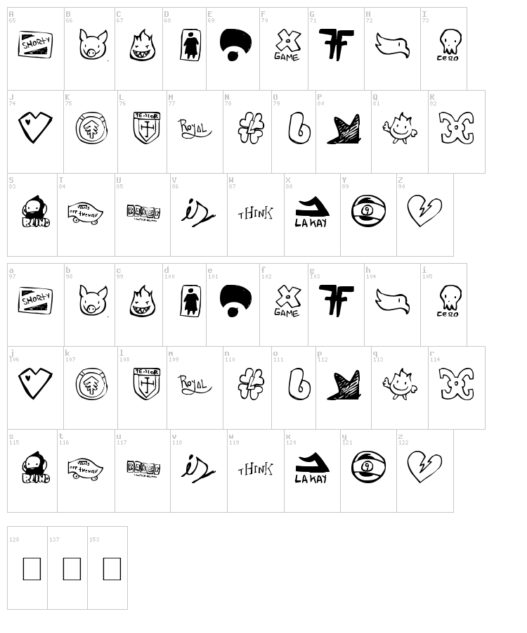Parody Logoskate font map