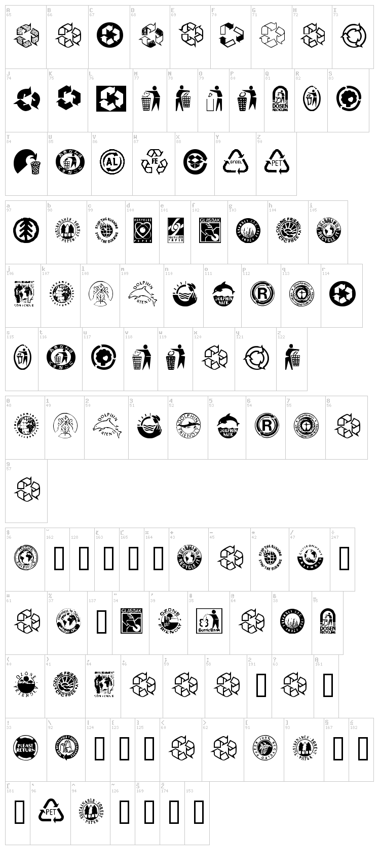 Recycle It font map