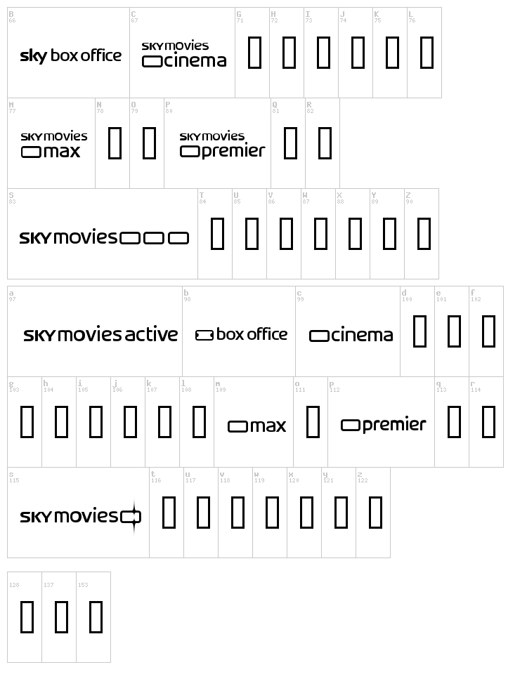 SKY logos font map