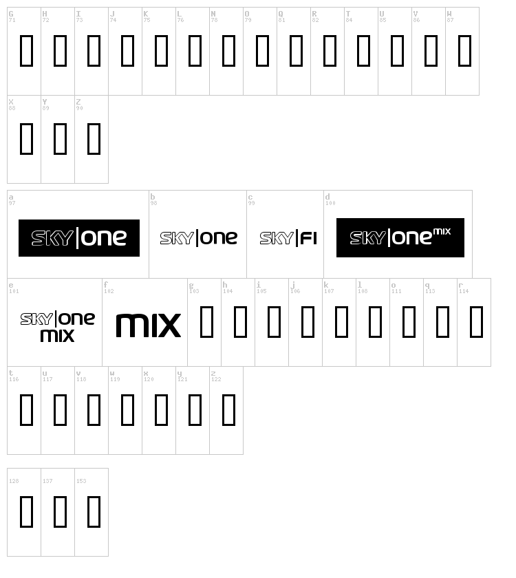SKY logos font map