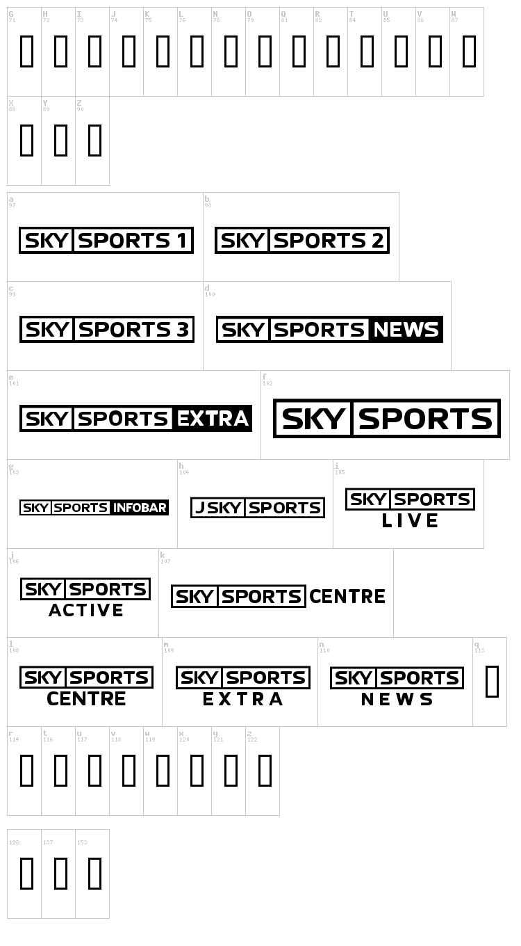 SKY logos font map