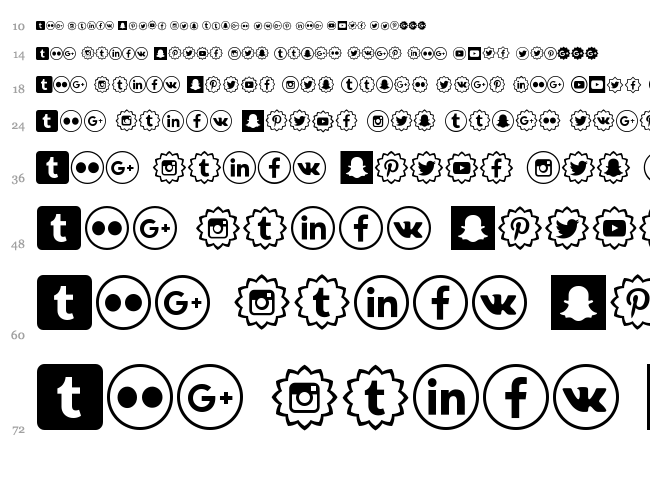 Social Shapes font waterfall