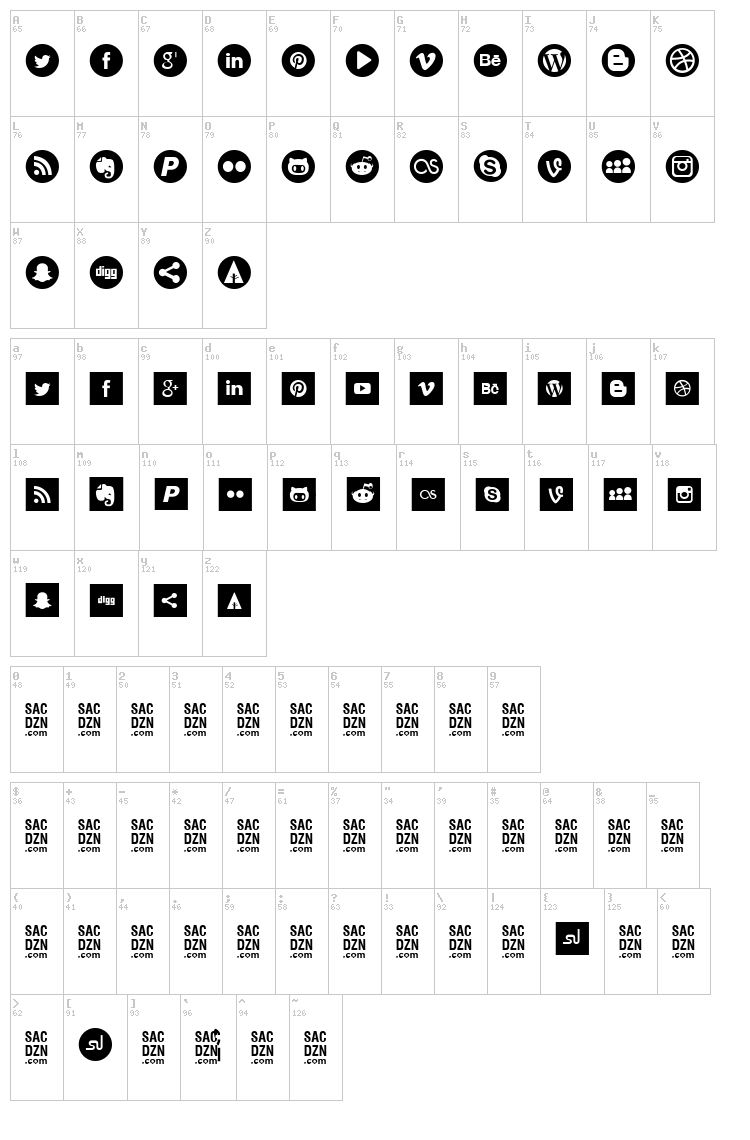 Social Type font map