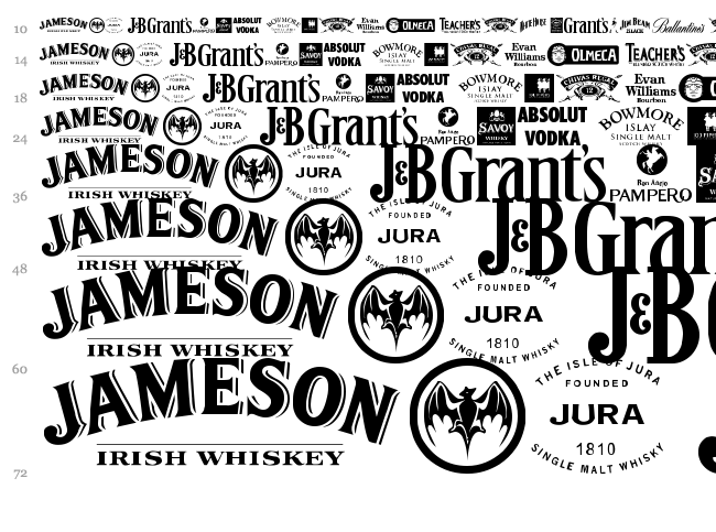 Spirits dots drinks font waterfall