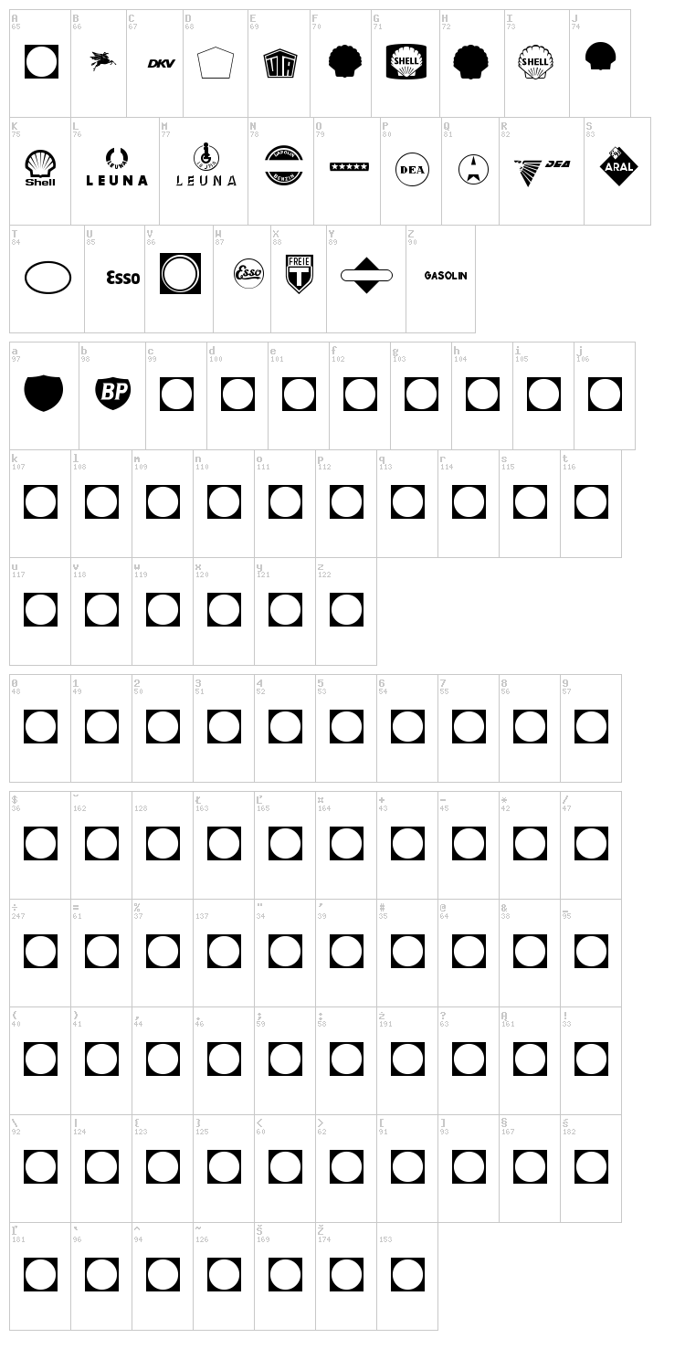 Tank font map