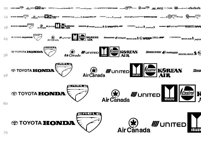 Transport font waterfall
