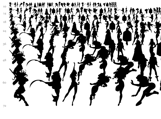 Action Women font waterfall