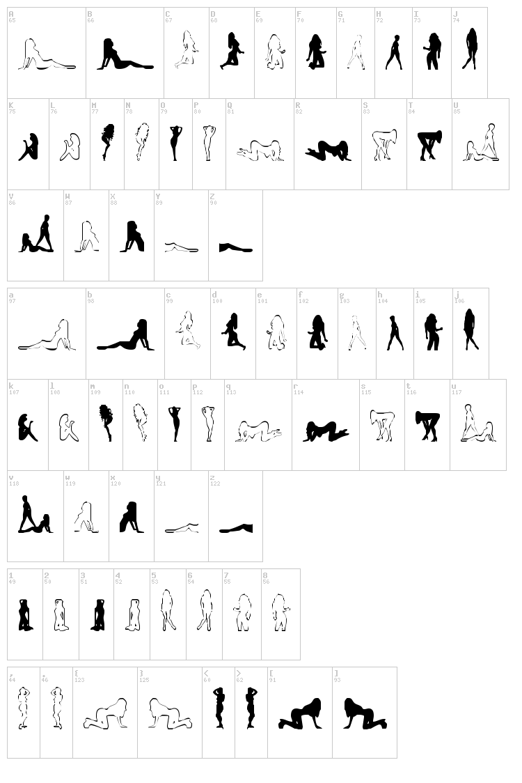 Babe-alicious font map