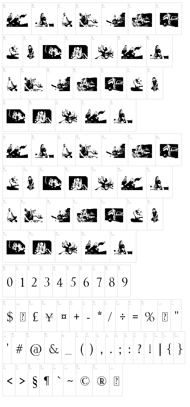 Karyna Feet font map
