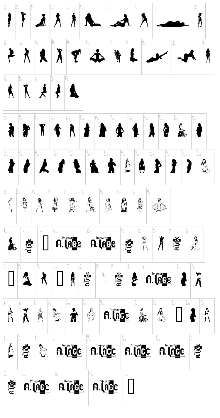 Sexy Spanish Woman font map