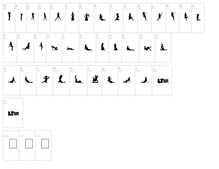 Silhouettes from Poser LT font map