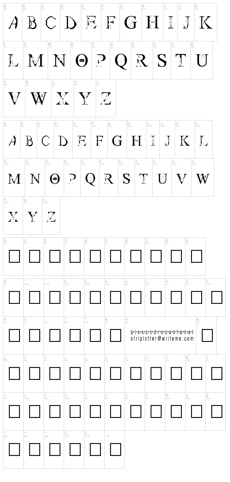 Strip Letter 1 font map