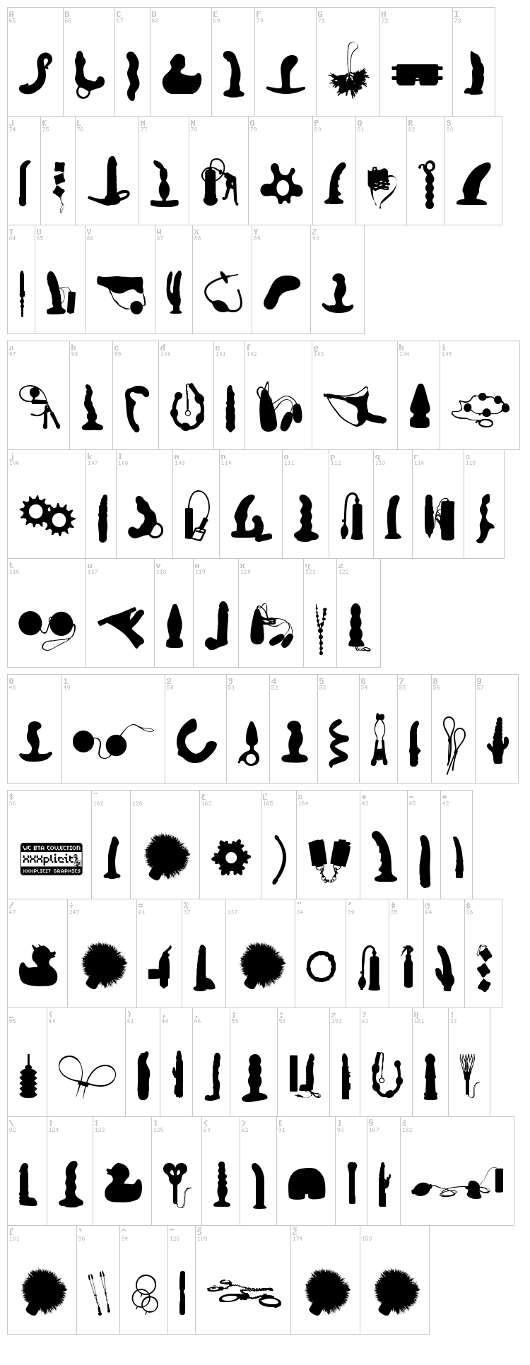 WC XXXplicit Bta font map
