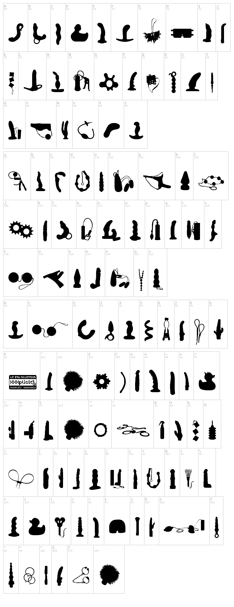 WC XXXplicit Bta font map