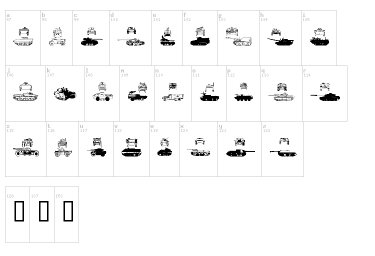 AFV 1+2 font map