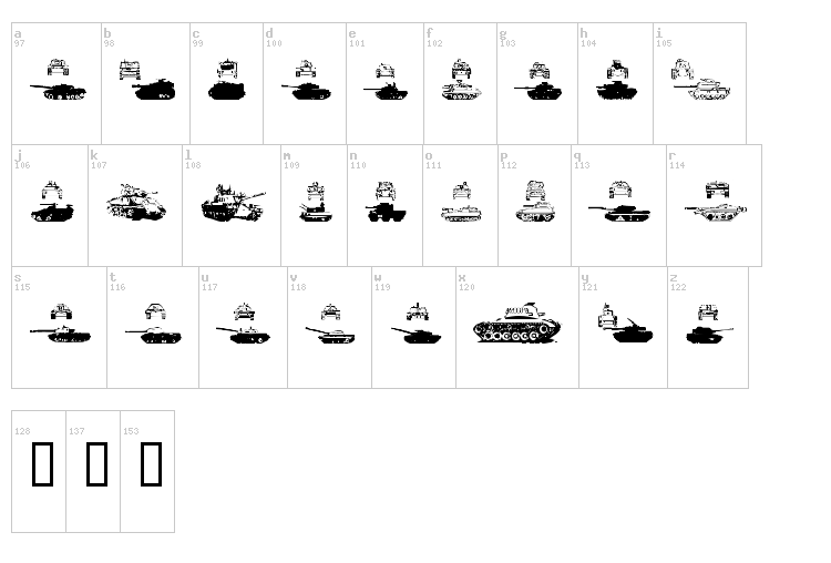 AFV 1+2 font map
