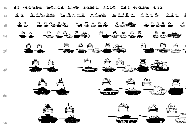 AFV 1+2 font waterfall