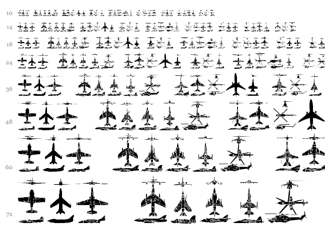Aircraft font waterfall