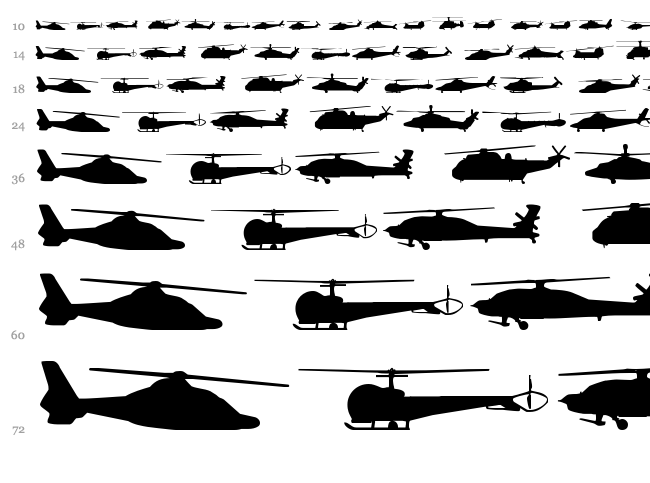 Hello Copters font waterfall