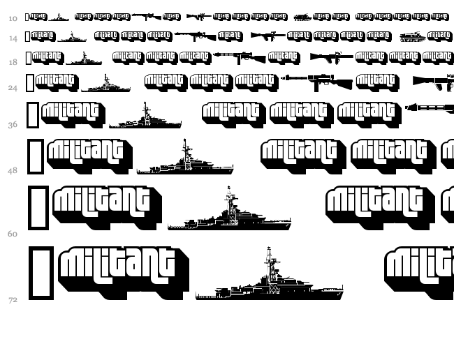 Military Dingbats font waterfall