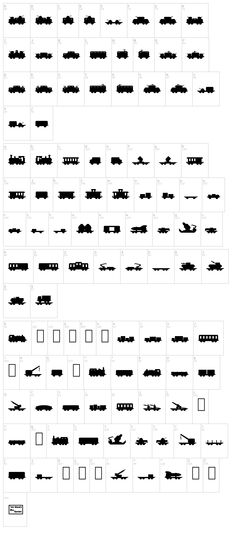 MilTrain font map