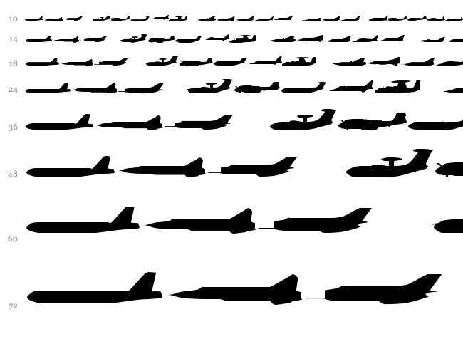 Planes-S-Modern font waterfall