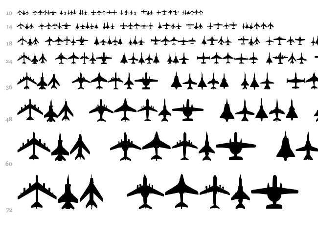 Planes-T-Modern font waterfall