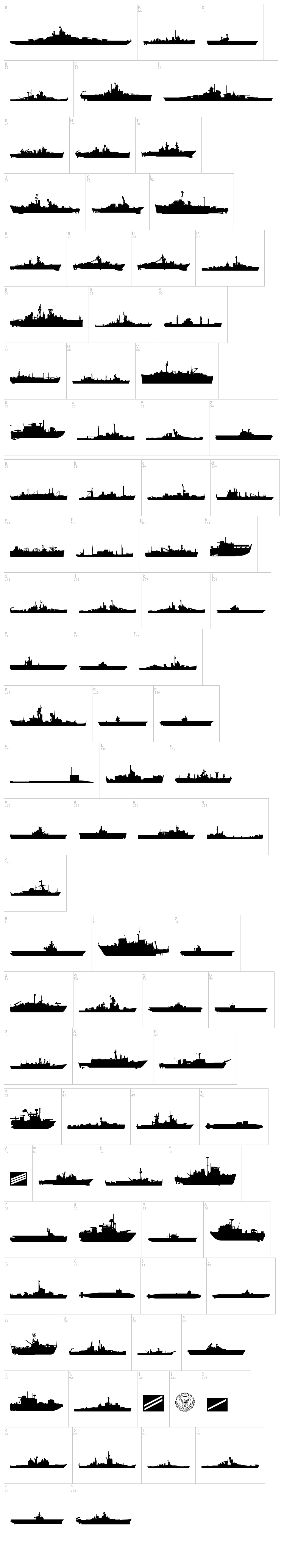 US Navy font map
