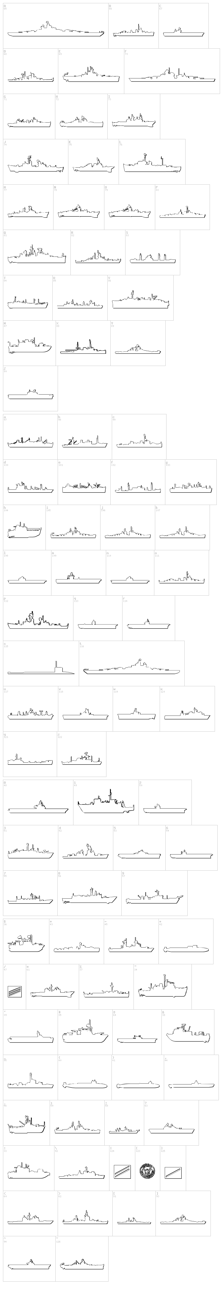 US Navy font map