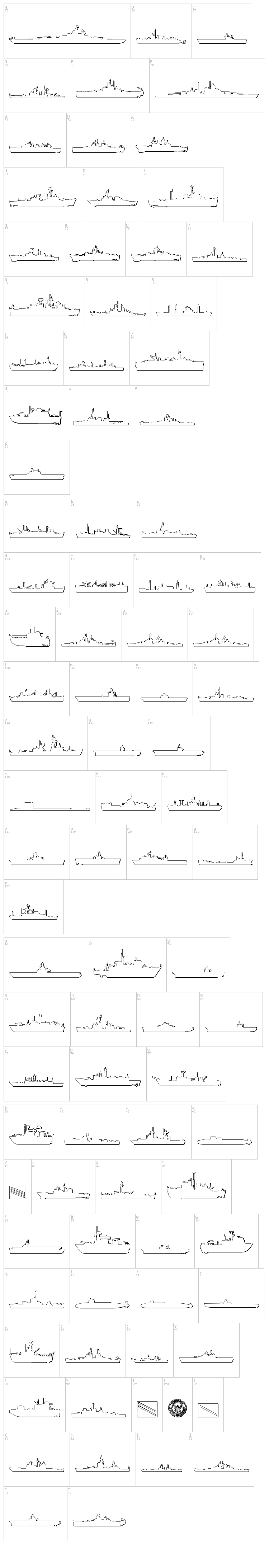 US Navy font map
